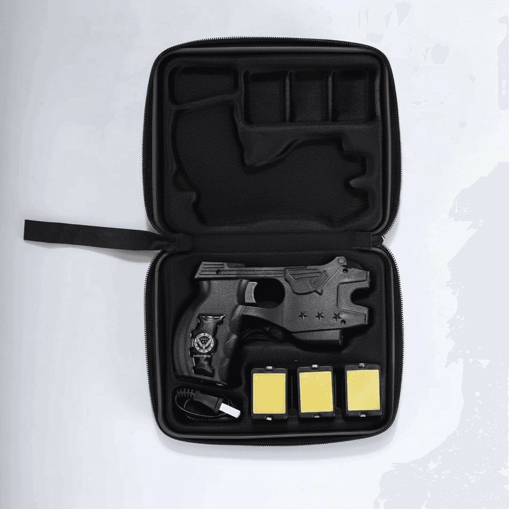 Un taser prêt, rangé, toujours là